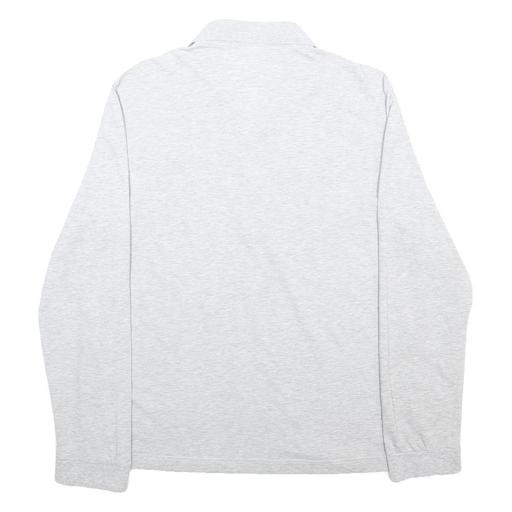 LACOSTE Womens Light Grey Long Sleeve Plain XL Cotton Blend Polo Shirt Classic