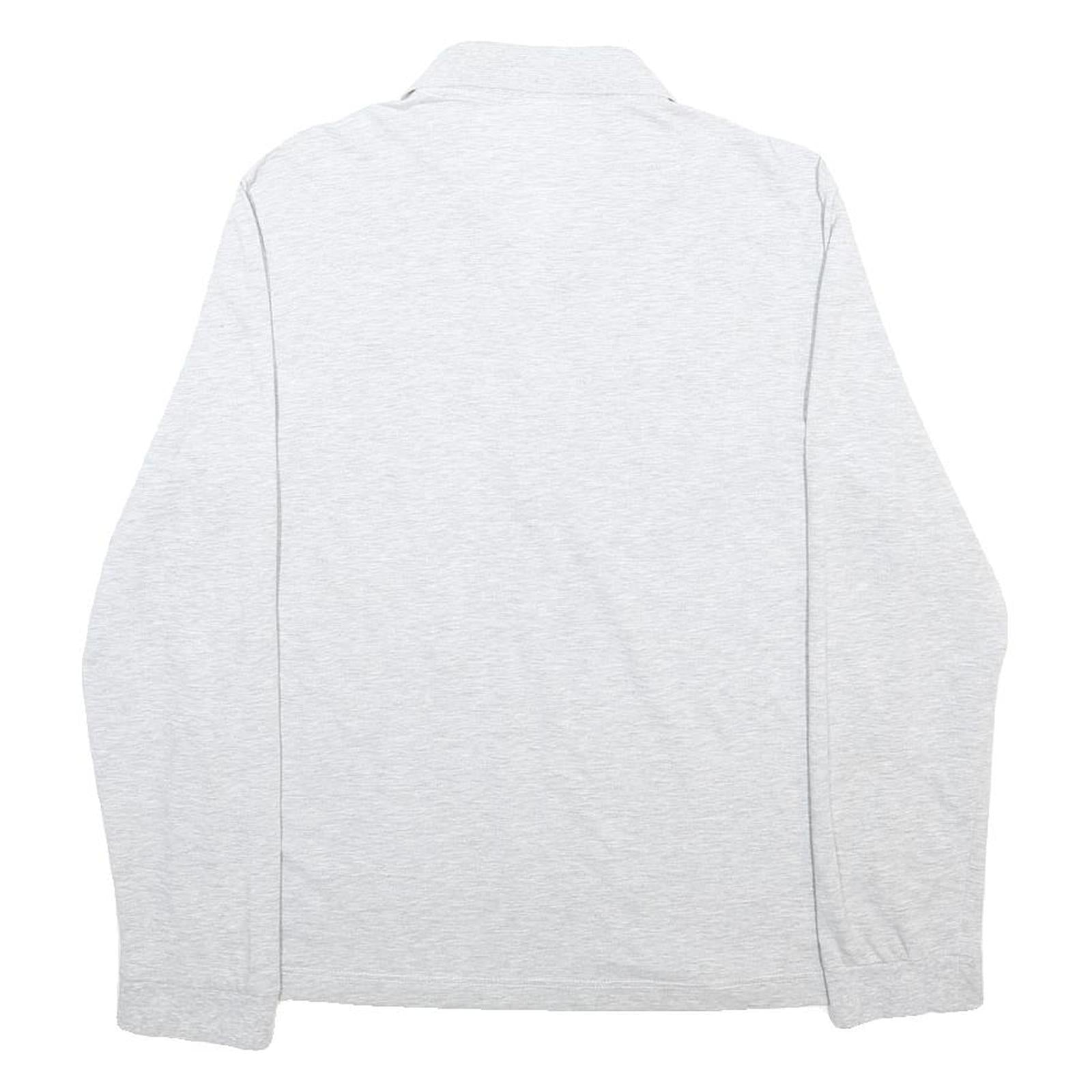 LACOSTE Womens Light Grey Long Sleeve Plain XL Cotton Blend Polo Shirt Classic