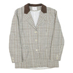 CAPPUCCINI Womens Beige & Brown Check Button Jacket M Wool Blend Tailored