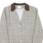 CAPPUCCINI Womens Beige & Brown Check Button Jacket M Wool Blend Tailored