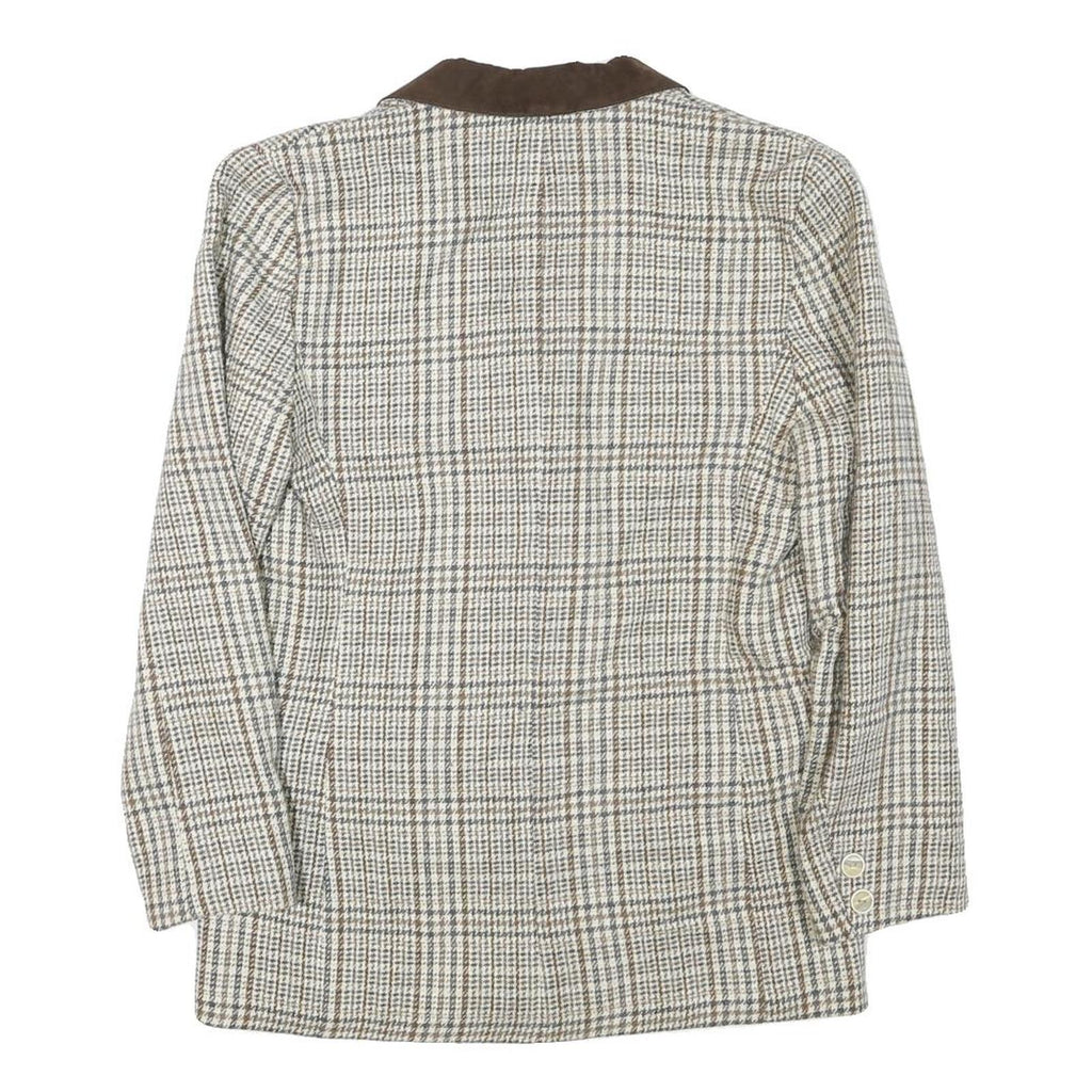 CAPPUCCINI Womens Beige & Brown Check Button Jacket M Wool Blend Tailored