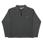BLACK & BROWN Mens Black & White Striped Long Sleeve Polo Shirt S Cotton Blend