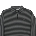BLACK & BROWN Mens Black & White Striped Long Sleeve Polo Shirt S Cotton Blend