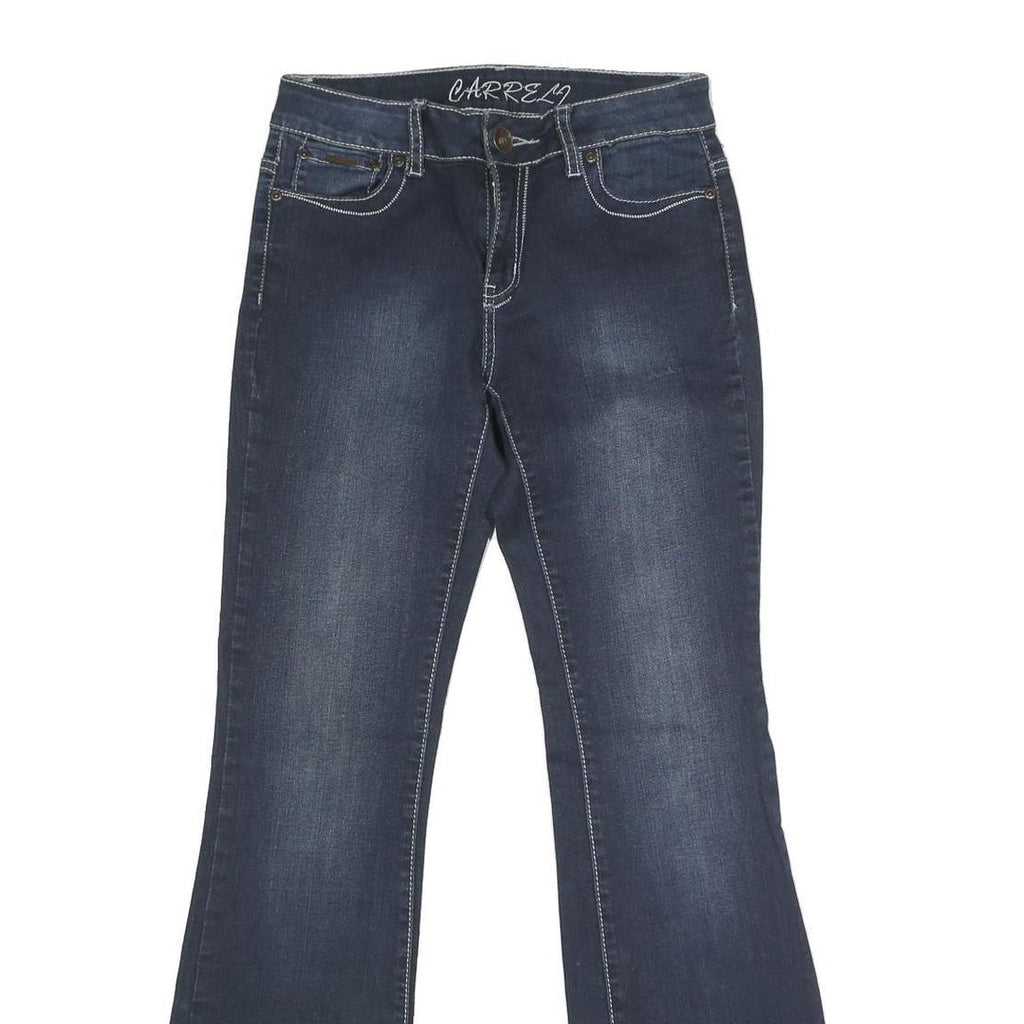 Womens Regular Blue Denim Rinse Button Jeans W27 L30 Stylish Pocket Detail