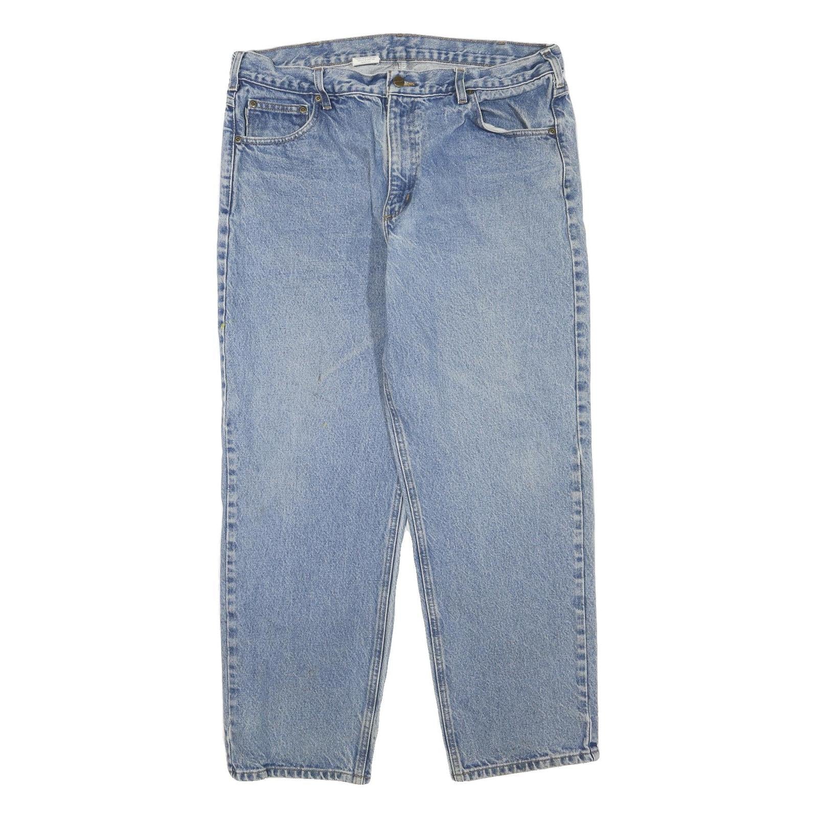 CARHARTT Mens Regular Fit Light Blue Denim Jeans W38 L30 Cotton Blend Zip