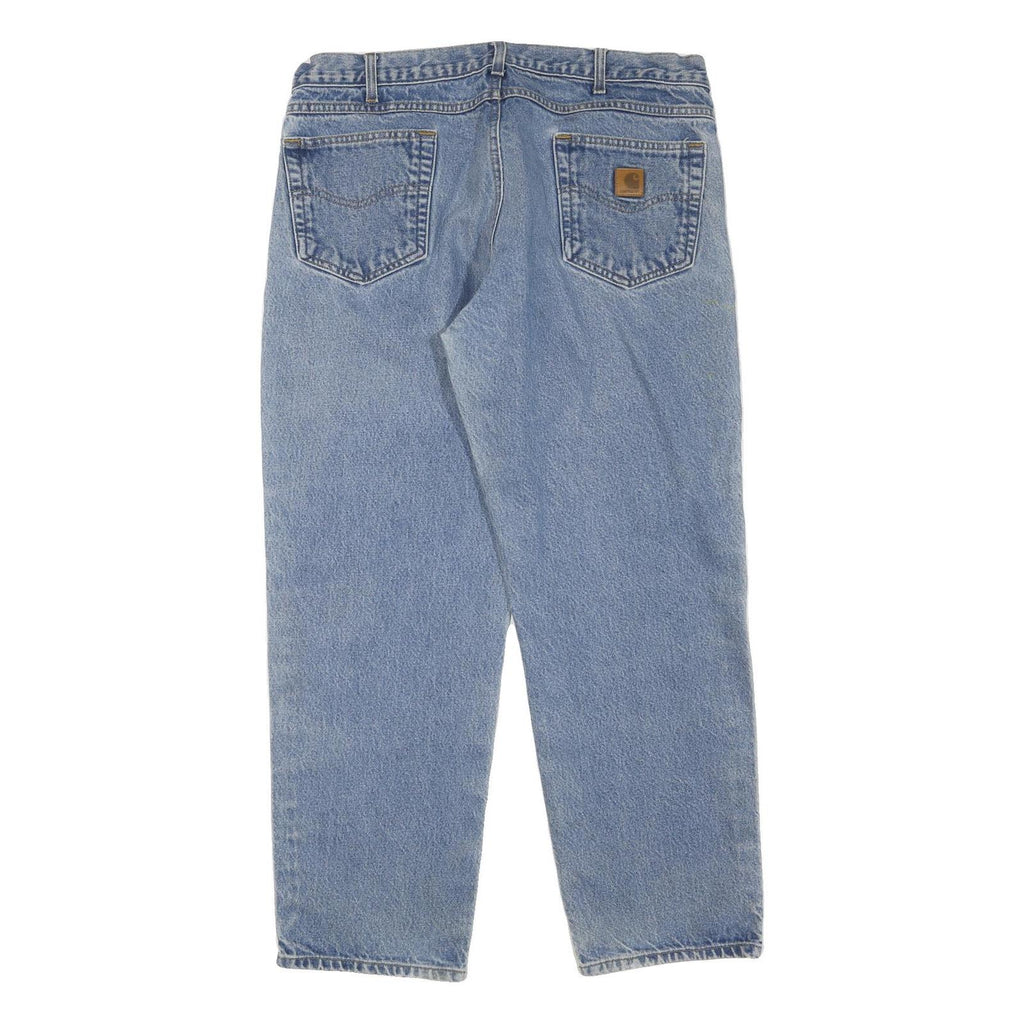 CARHARTT Mens Regular Fit Light Blue Denim Jeans W38 L30 Cotton Blend Zip
