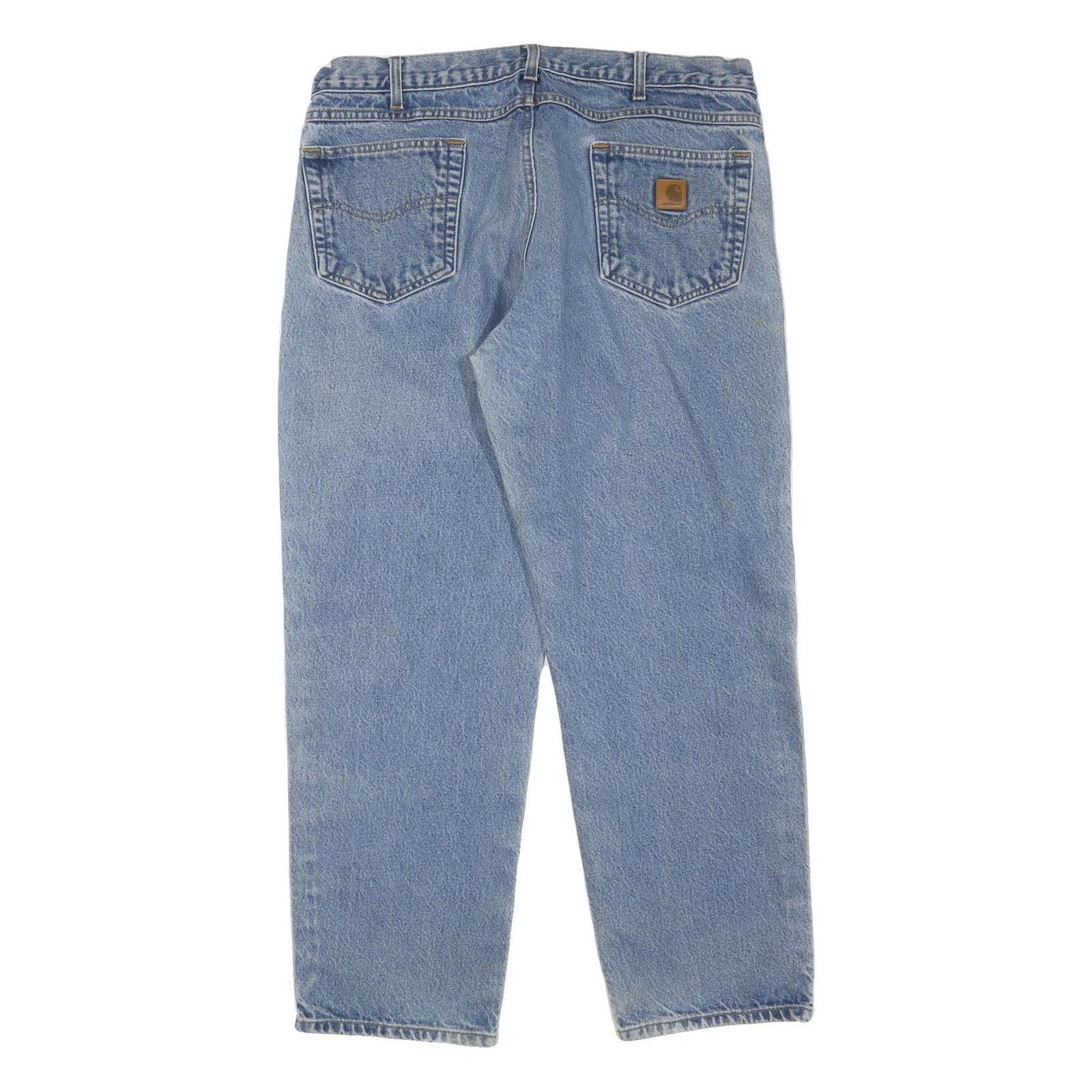 CARHARTT Mens Regular Fit Light Blue Denim Jeans W38 L30 Cotton Blend Zip