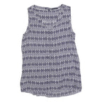 TOMMY HILFIGER Womens Blue Printed Sleeveless Round Neck Top S Polyester Blend