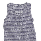 TOMMY HILFIGER Womens Blue Printed Sleeveless Round Neck Top S Polyester Blend