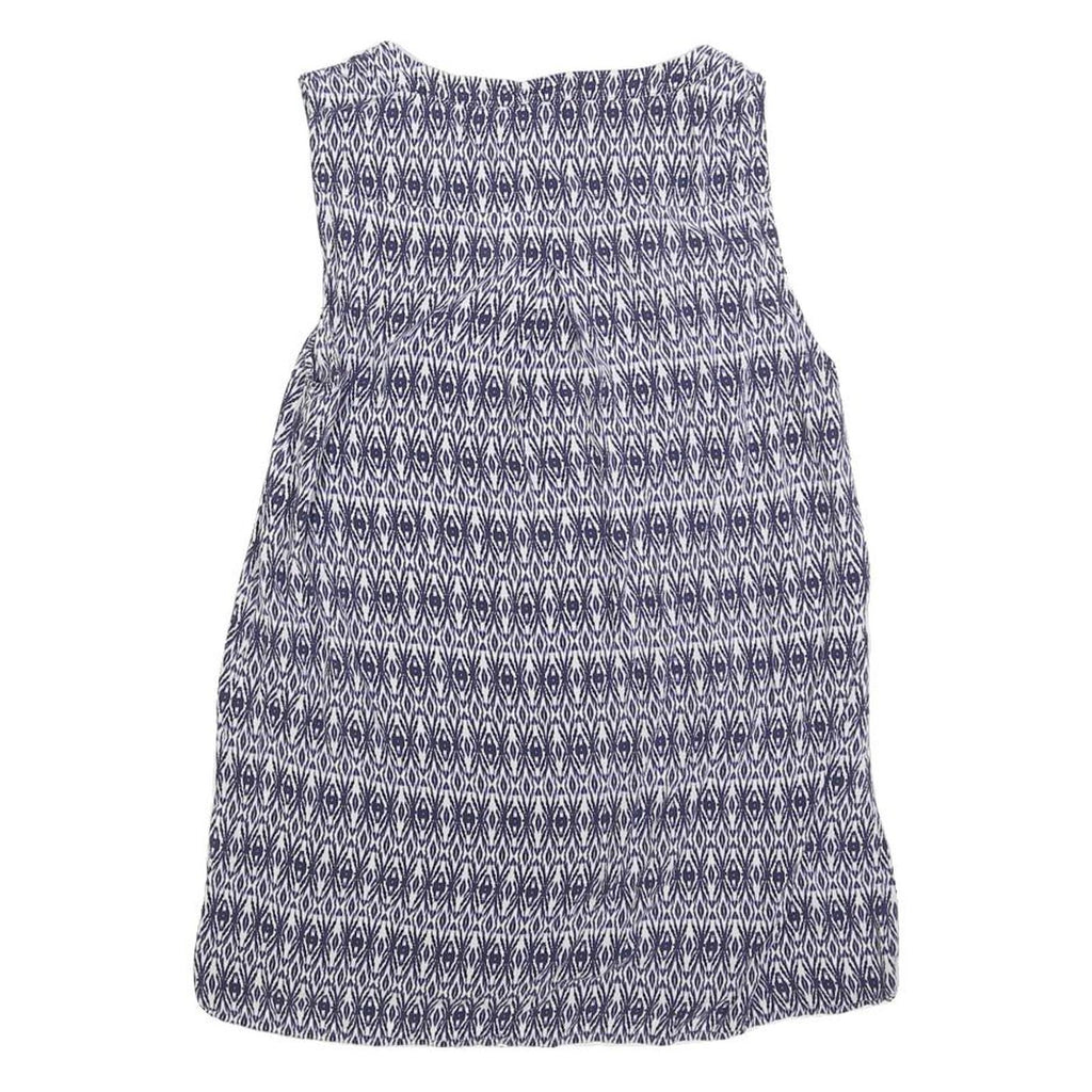 TOMMY HILFIGER Womens Blue Printed Sleeveless Round Neck Top S Polyester Blend