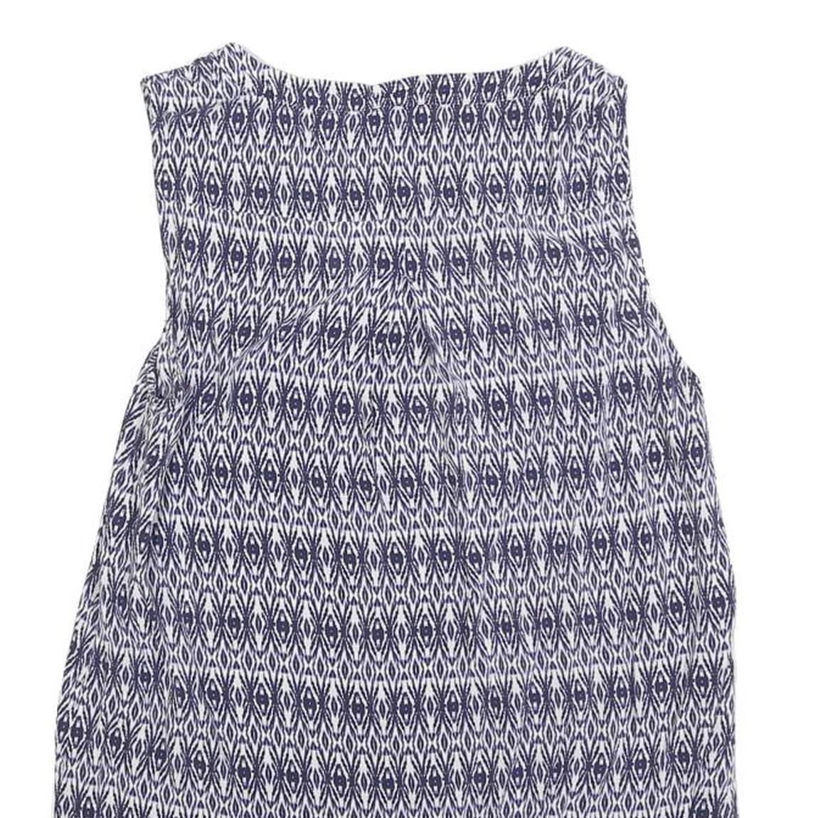 TOMMY HILFIGER Womens Blue Printed Sleeveless Round Neck Top S Polyester Blend