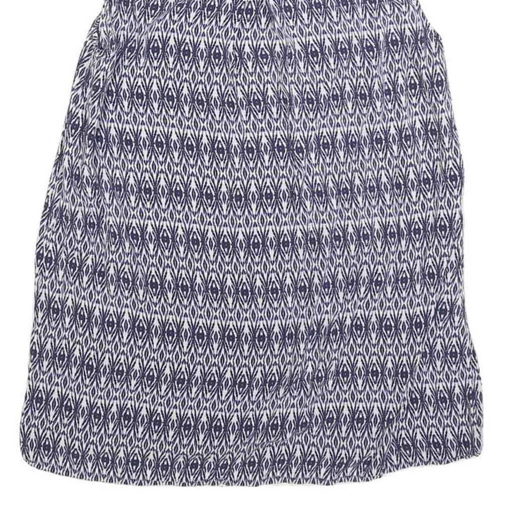 TOMMY HILFIGER Womens Blue Printed Sleeveless Round Neck Top S Polyester Blend