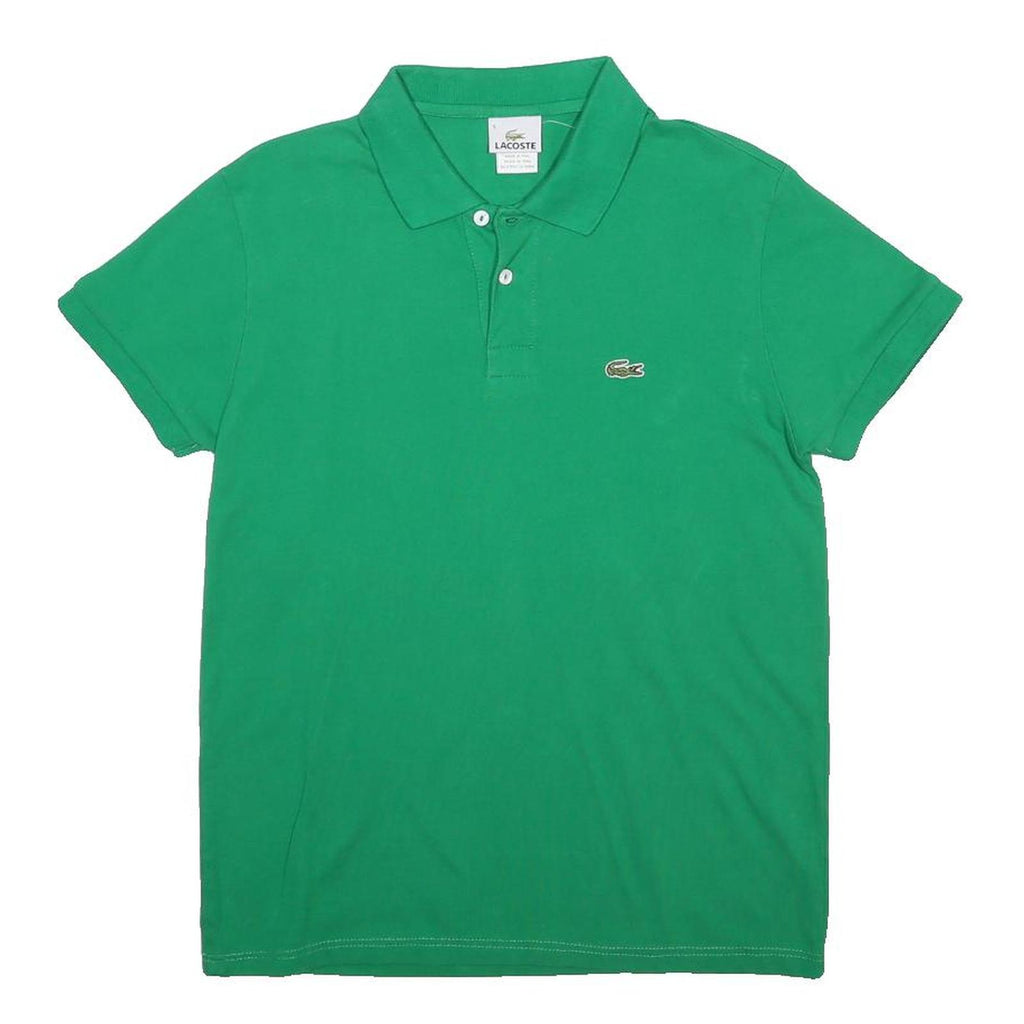 LACOSTE Mens Green Short Sleeve Plain Polo Shirt L Classic Cotton