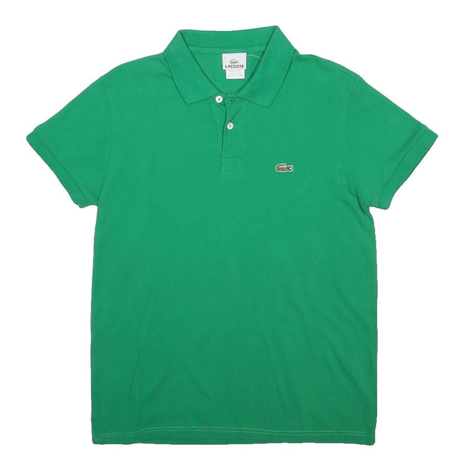 LACOSTE Mens Green Short Sleeve Plain Polo Shirt L Classic Cotton