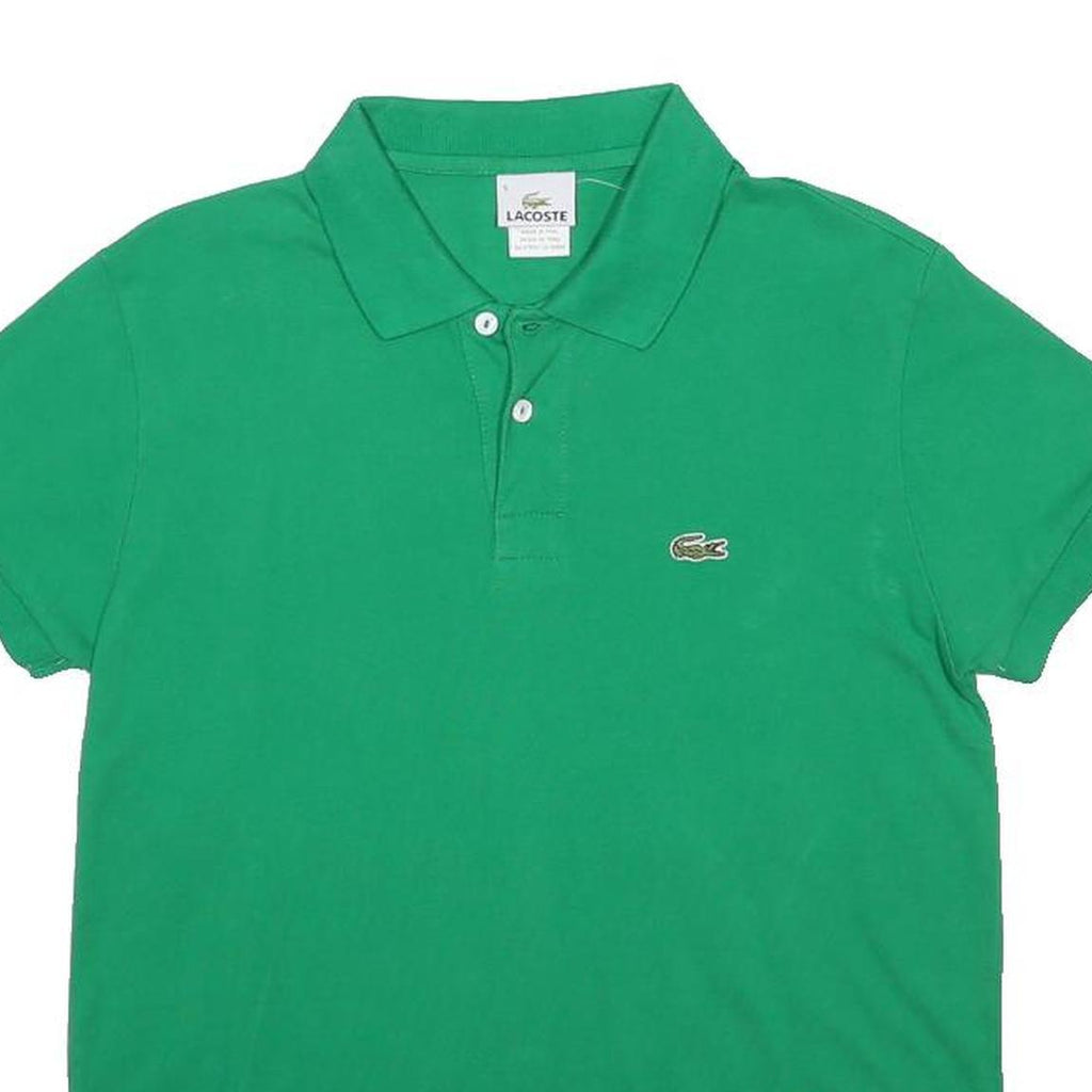LACOSTE Mens Green Short Sleeve Plain Polo Shirt L Classic Cotton