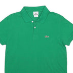 LACOSTE Mens Green Short Sleeve Plain Polo Shirt L Classic Cotton