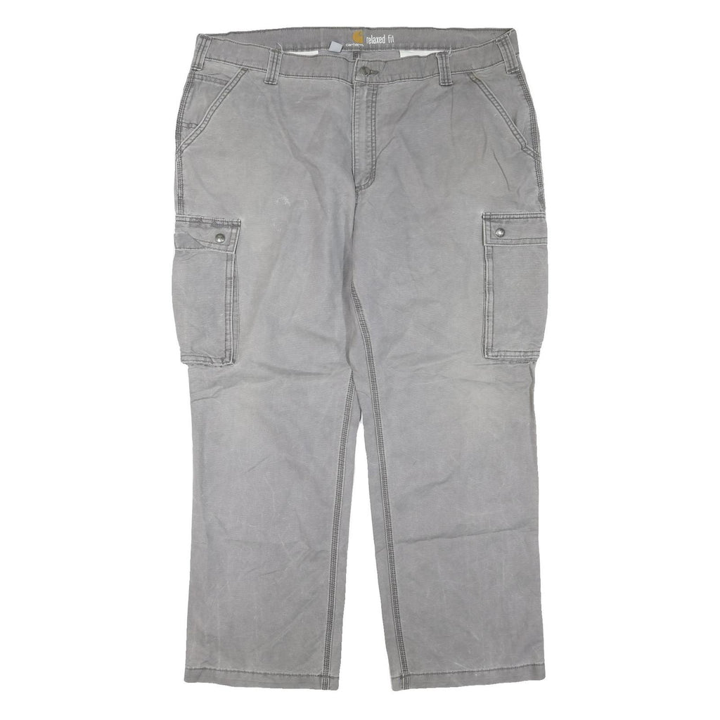 CARHARTT Mens Cotton Blend Grey Regular Straight Trousers W42 L30 Cargo Pockets