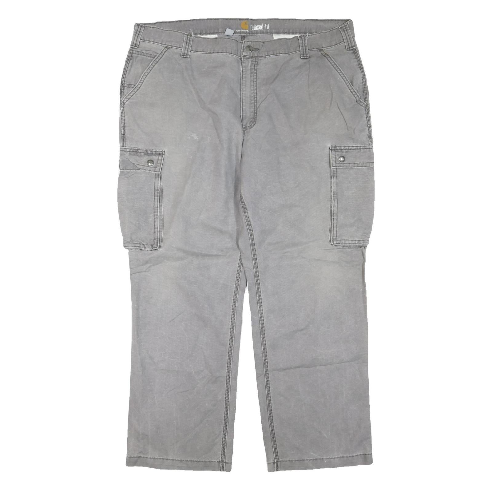 CARHARTT Mens Cotton Blend Grey Regular Straight Trousers W42 L30 Cargo Pockets