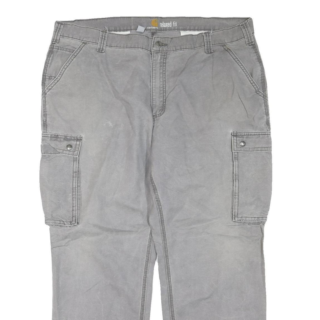 CARHARTT Mens Cotton Blend Grey Regular Straight Trousers W42 L30 Cargo Pockets