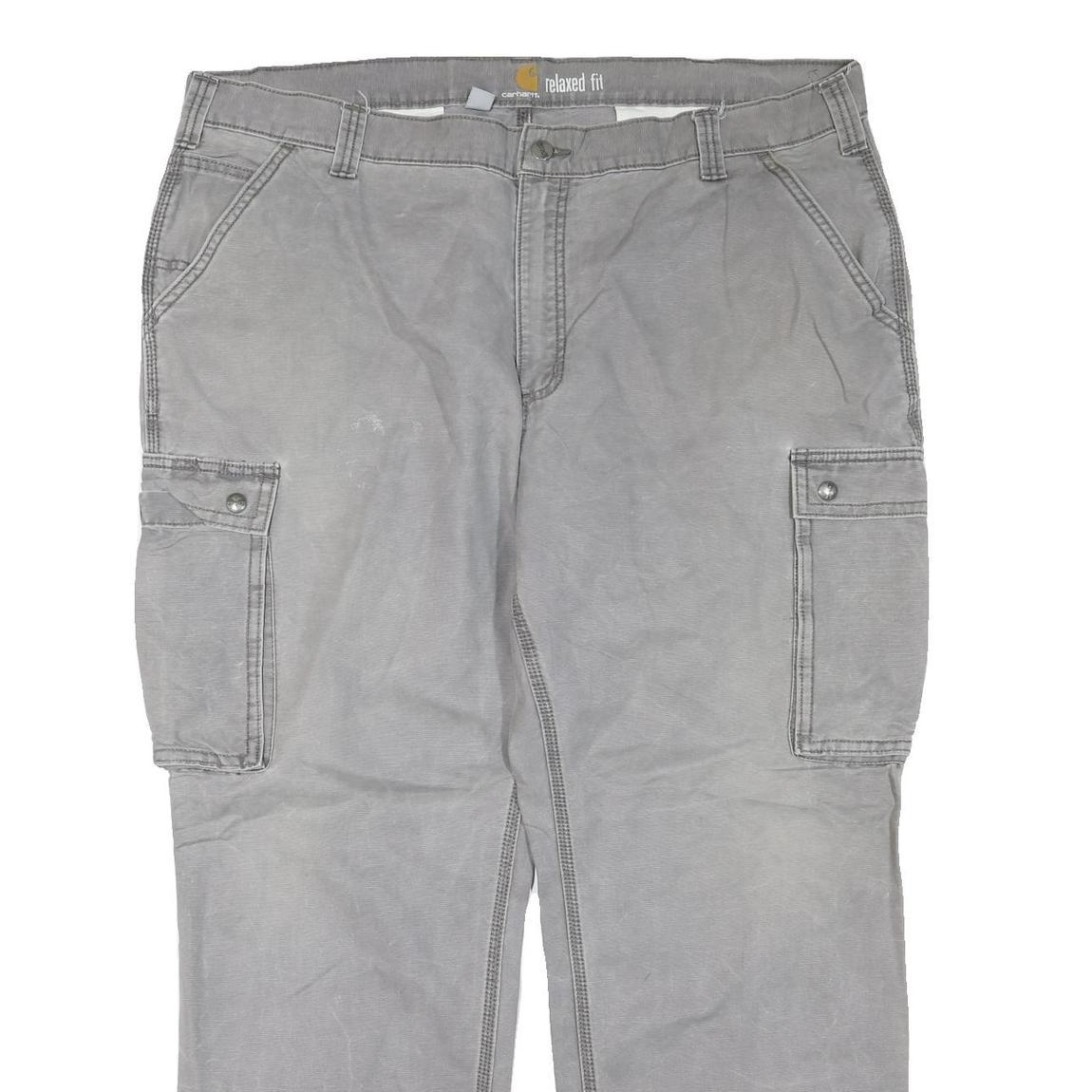 CARHARTT Mens Cotton Blend Grey Regular Straight Trousers W42 L30 Cargo Pockets