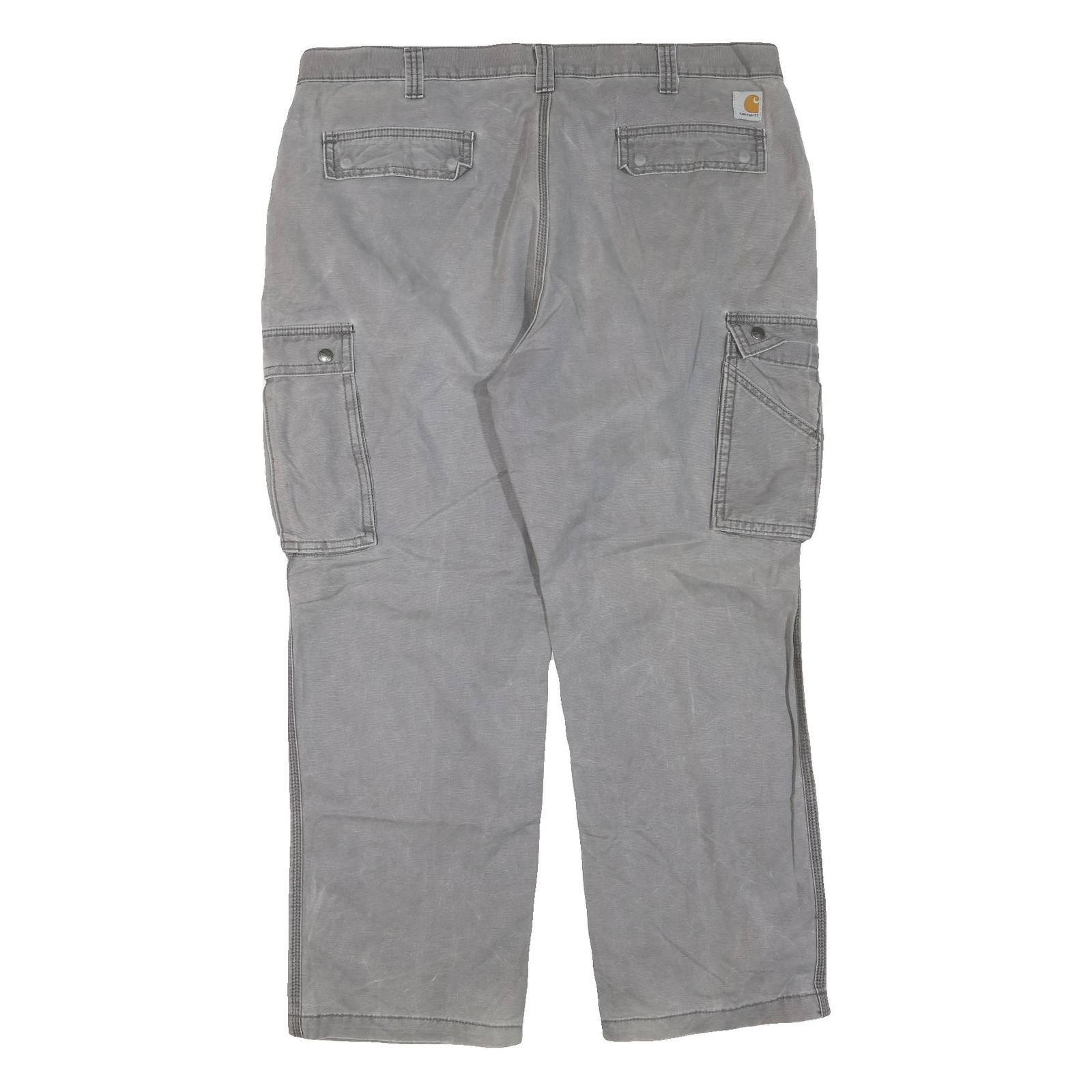 CARHARTT Mens Cotton Blend Grey Regular Straight Trousers W42 L30 Cargo Pockets