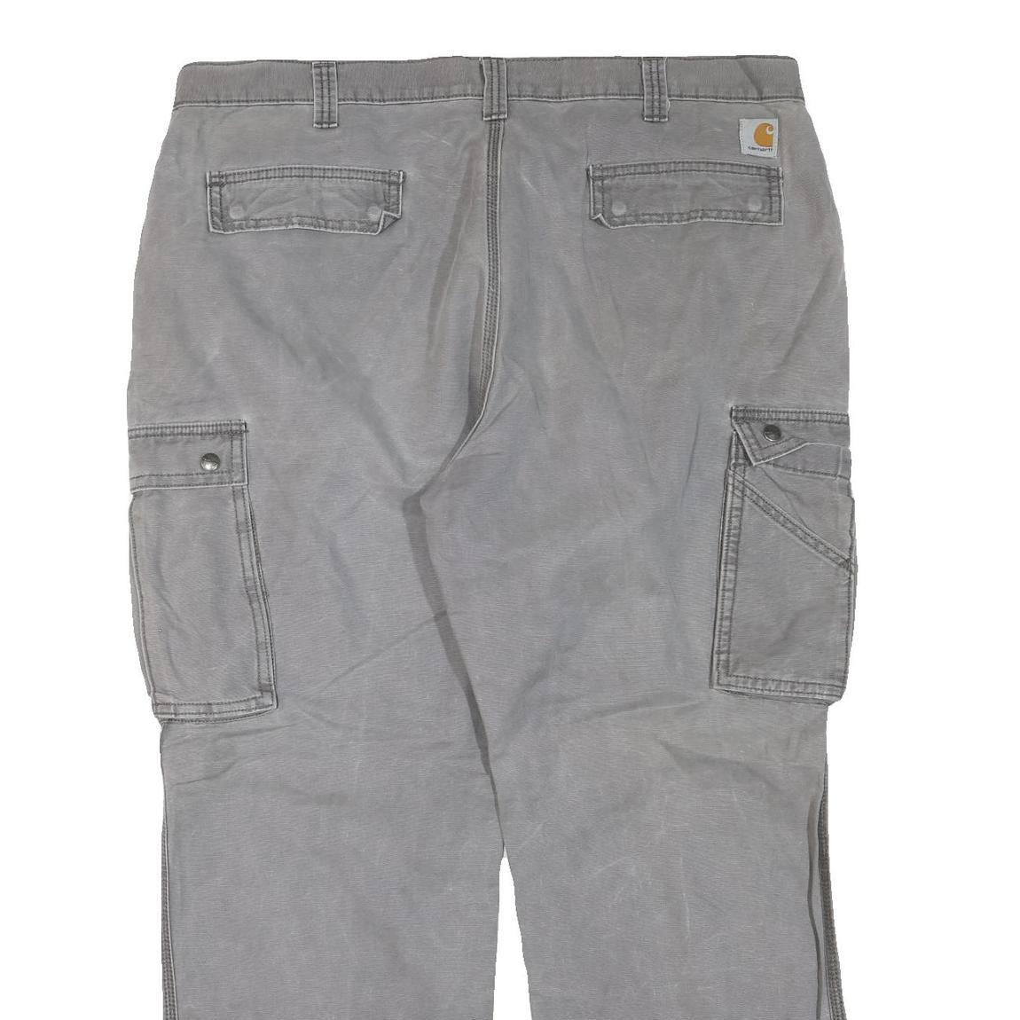 CARHARTT Mens Cotton Blend Grey Regular Straight Trousers W42 L30 Cargo Pockets