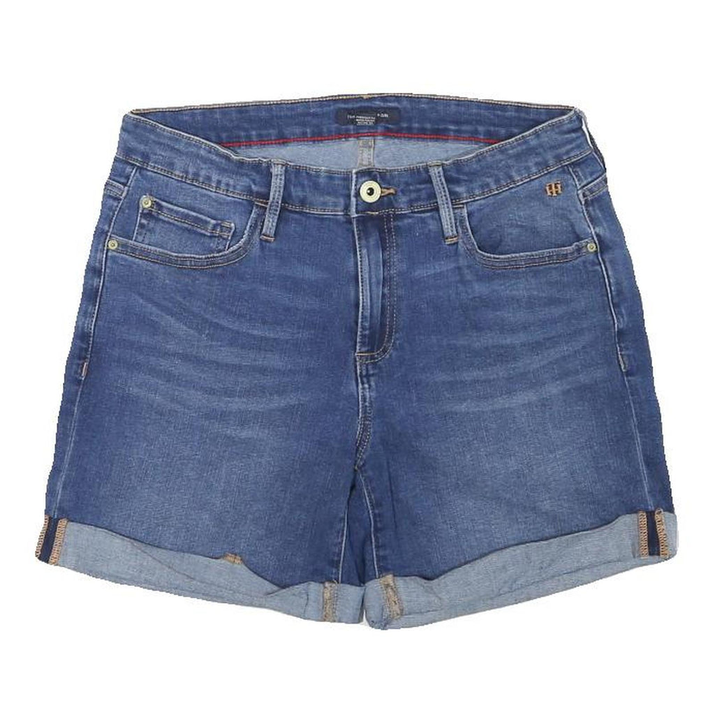 TOMMY HILFIGER Womens Shorts Blue Denim Casual M W28 Folded Hem Pocket Details
