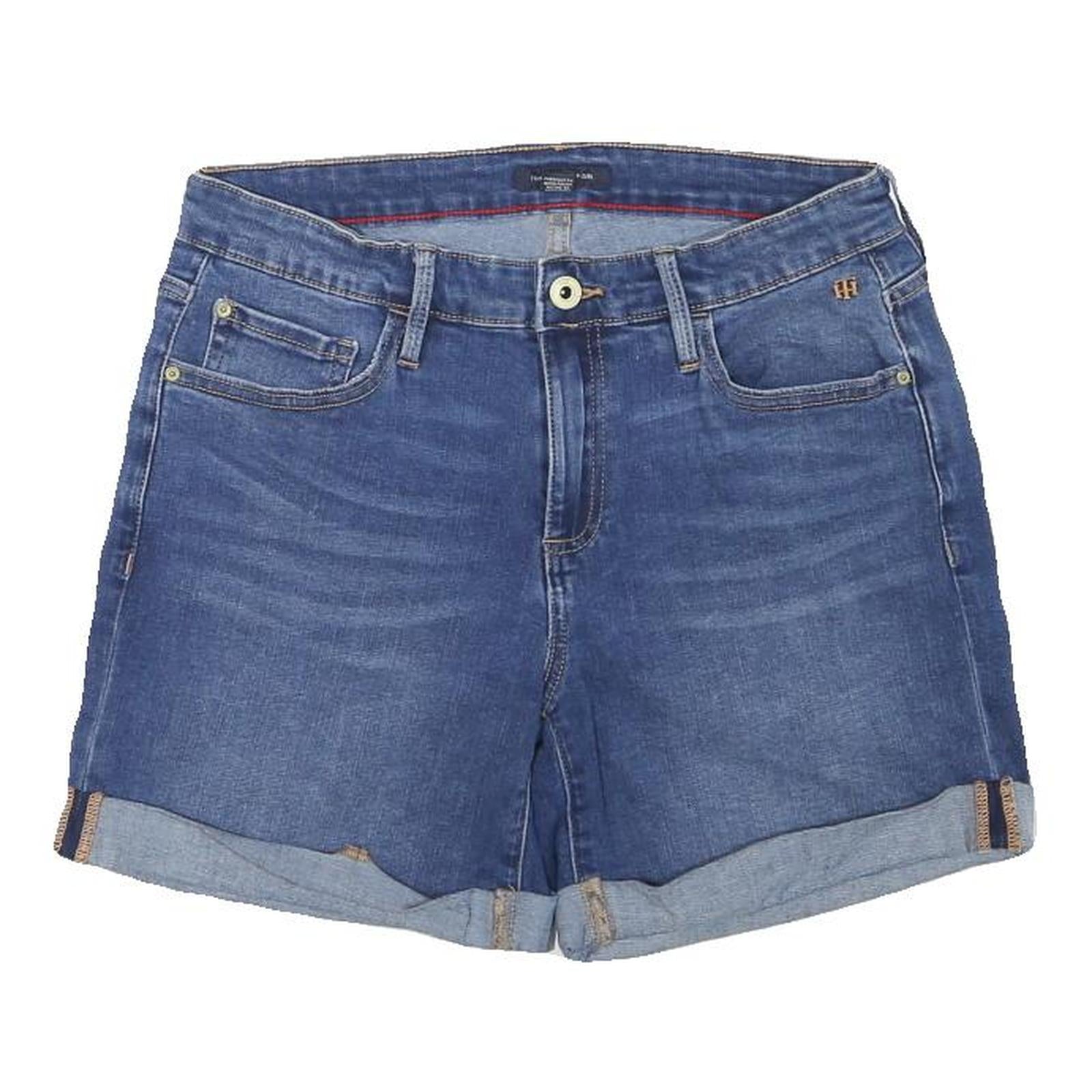TOMMY HILFIGER Womens Shorts Blue Denim Casual M W28 Folded Hem Pocket Details