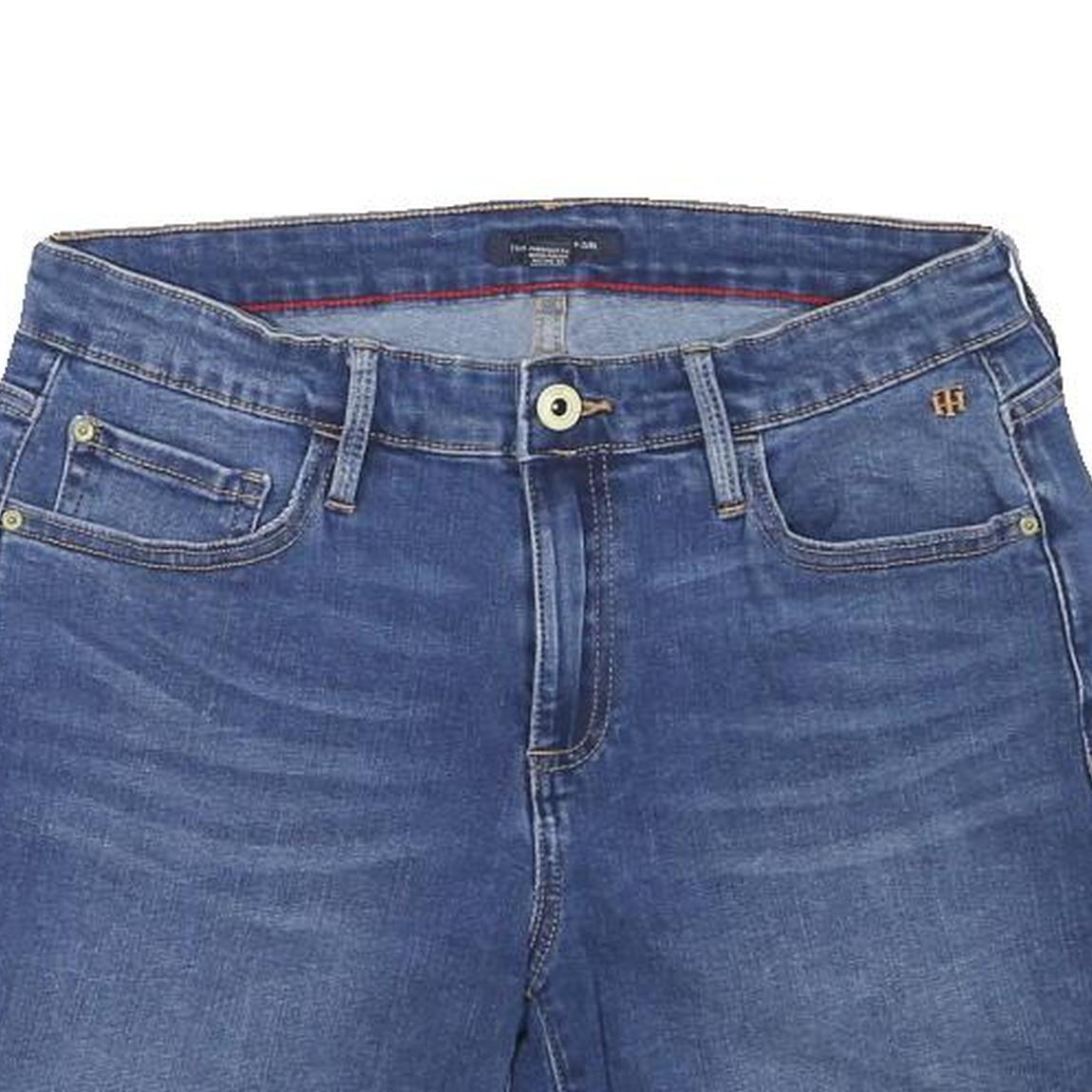 TOMMY HILFIGER Womens Shorts Blue Denim Casual M W28 Folded Hem Pocket Details