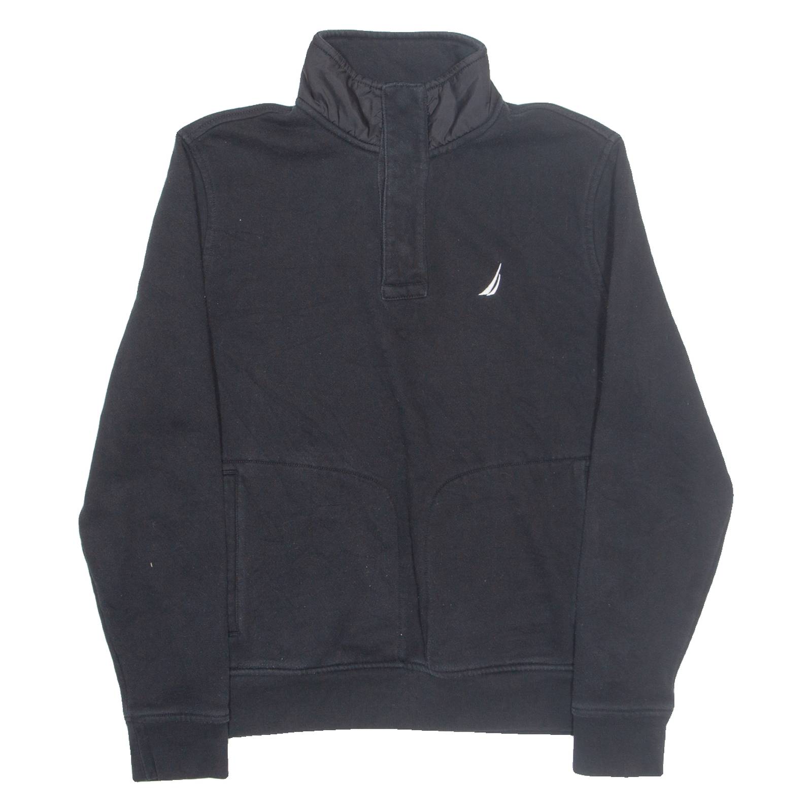 NAUTICA Mens Sweatshirt Black Button Neck S