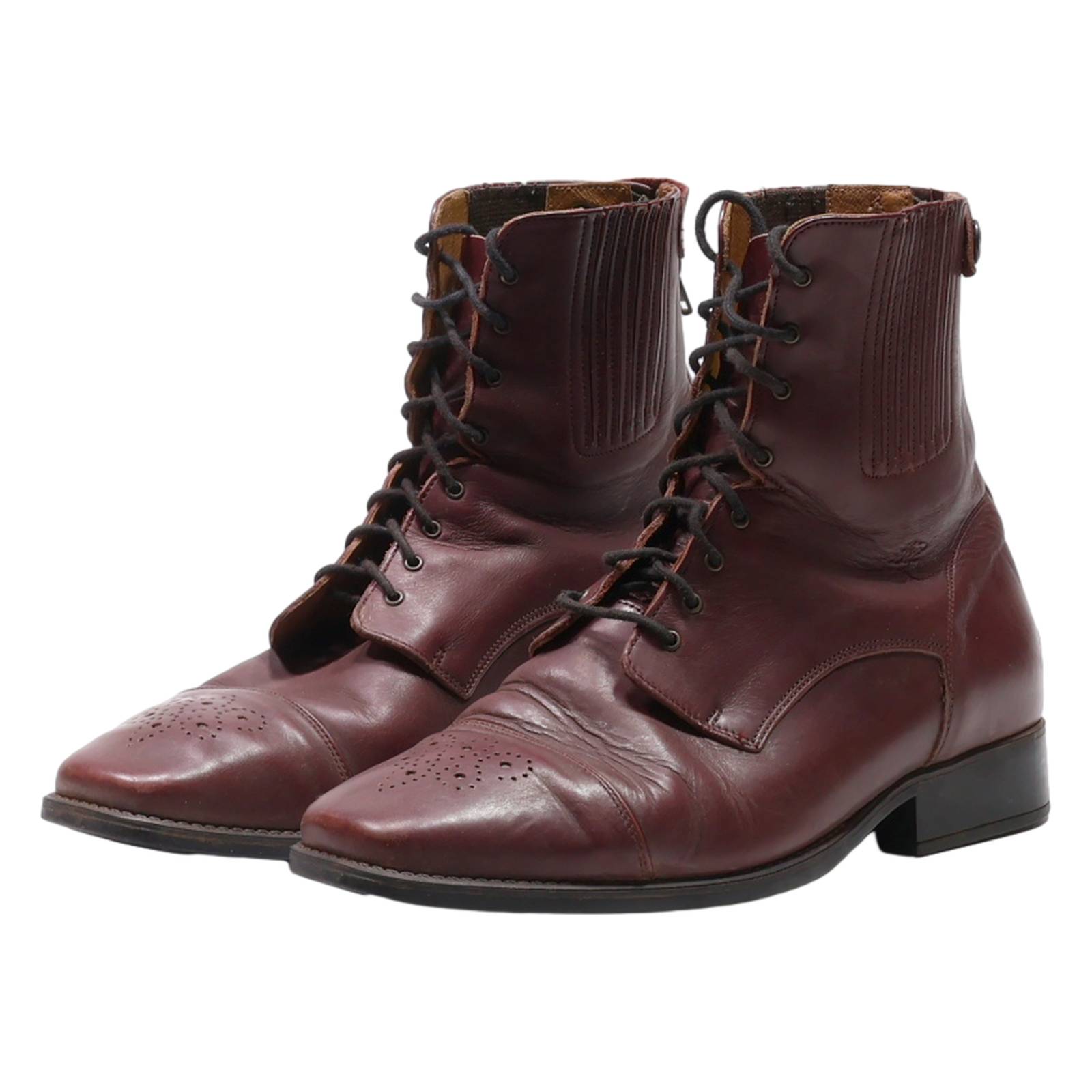 SERGIO GRASSO Lace-Up Boots Maroon Leather Womens UK 6