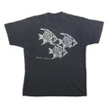 Womens Black Fish Graphic T-Shirt L Short Sleeve Crew Neck Cotton Blend