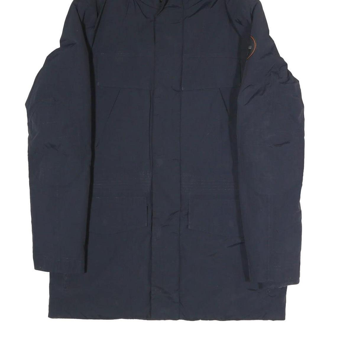 NAPAPIJRI Mens Navy Blue Outdoor Jacket S Polyester Blend Hooded Zip Casual Coat