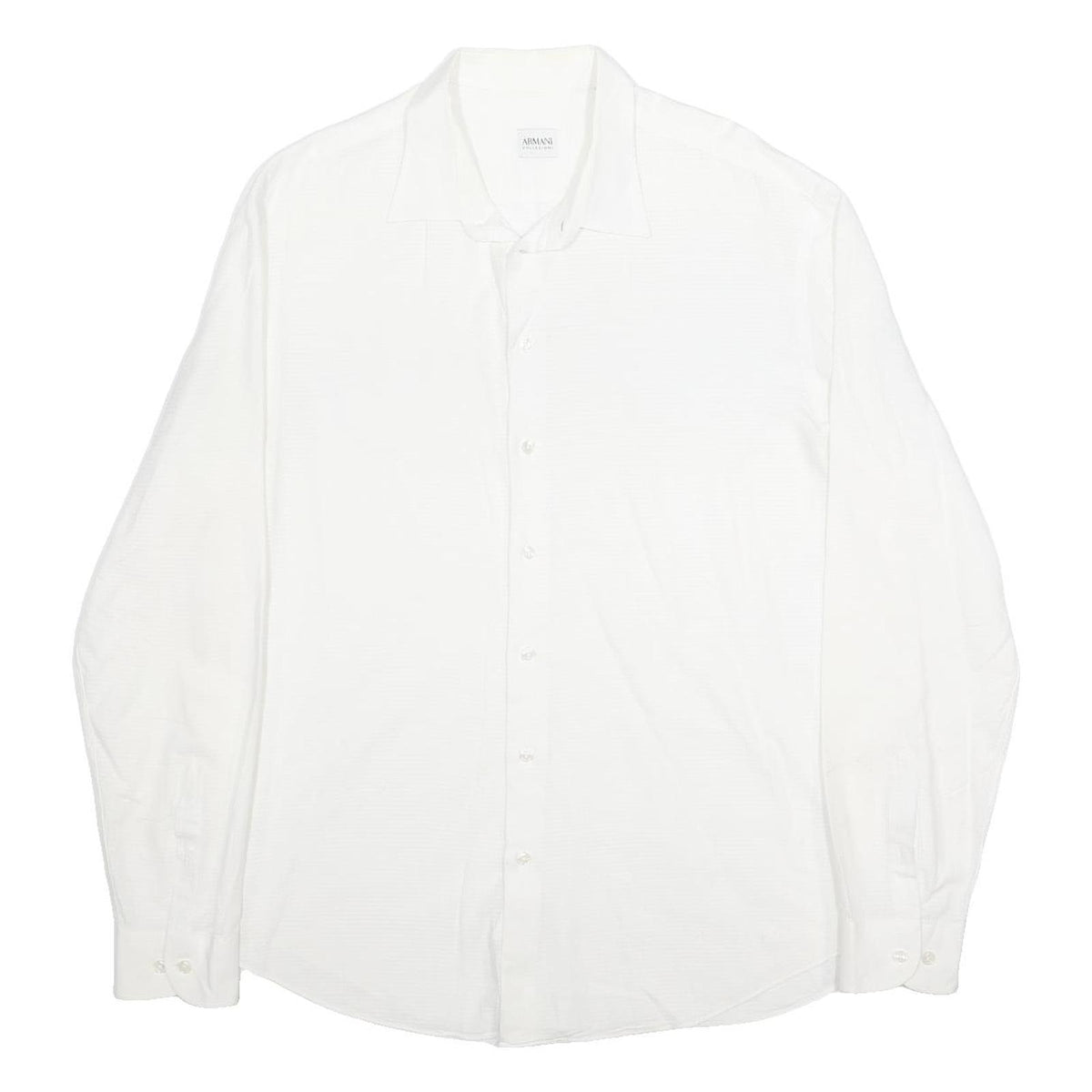 ARMANI COLLEZIONI Mens White Shirt XL Classic Cotton Button-Up Formal