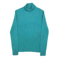 CABLE & GAUGE Womens Teal Plain Jumper Roll Neck Basic Knit L Comfortable Warm