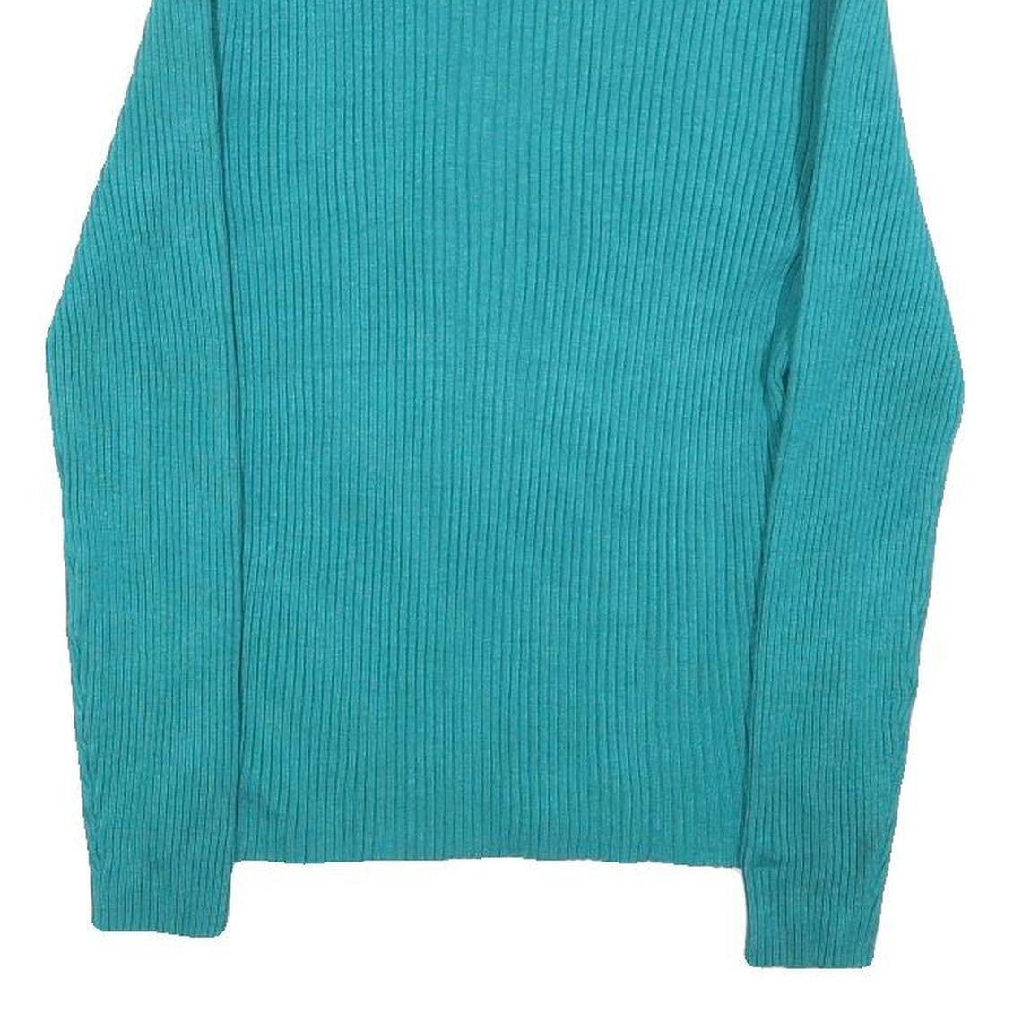 CABLE & GAUGE Womens Teal Plain Jumper Roll Neck Basic Knit L Comfortable Warm