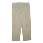DICKIES Mens Beige Woven Cotton Blend Straight Classic Workwear Trousers W36 L30
