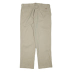 DICKIES Mens Beige Woven Cotton Blend Straight Classic Workwear Trousers W36 L30