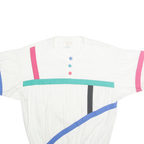 DK GOLD Womens White Blue Pink Colourblock T-Shirt S Short Sleeve Round Neck