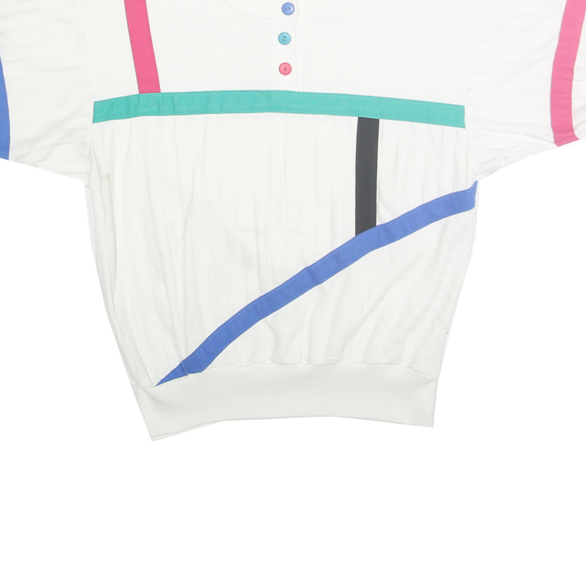 DK GOLD Womens White Blue Pink Colourblock T-Shirt S Short Sleeve Round Neck