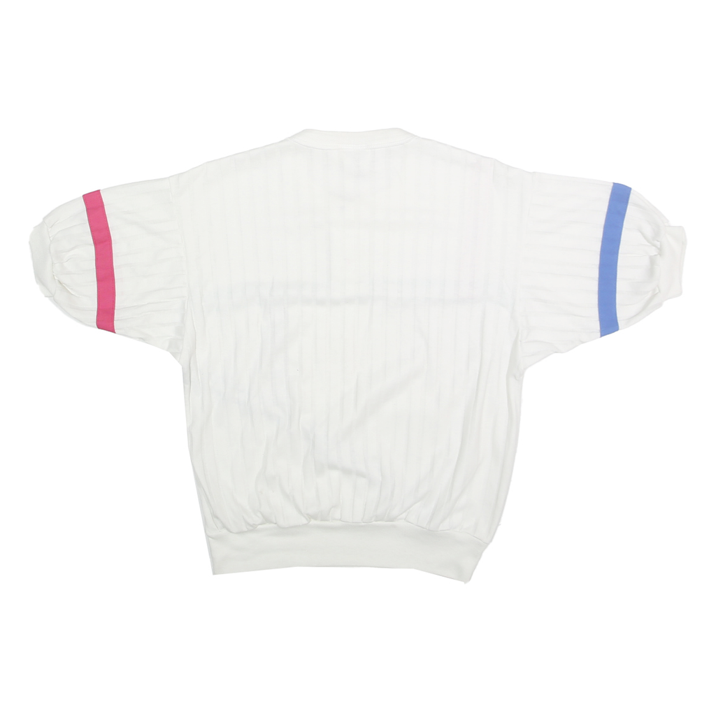 DK GOLD Womens White Blue Pink Colourblock T-Shirt S Short Sleeve Round Neck