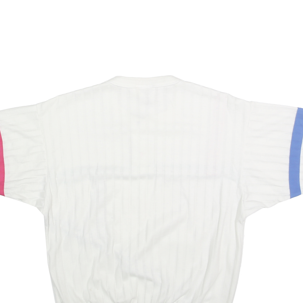 DK GOLD Womens White Blue Pink Colourblock T-Shirt S Short Sleeve Round Neck