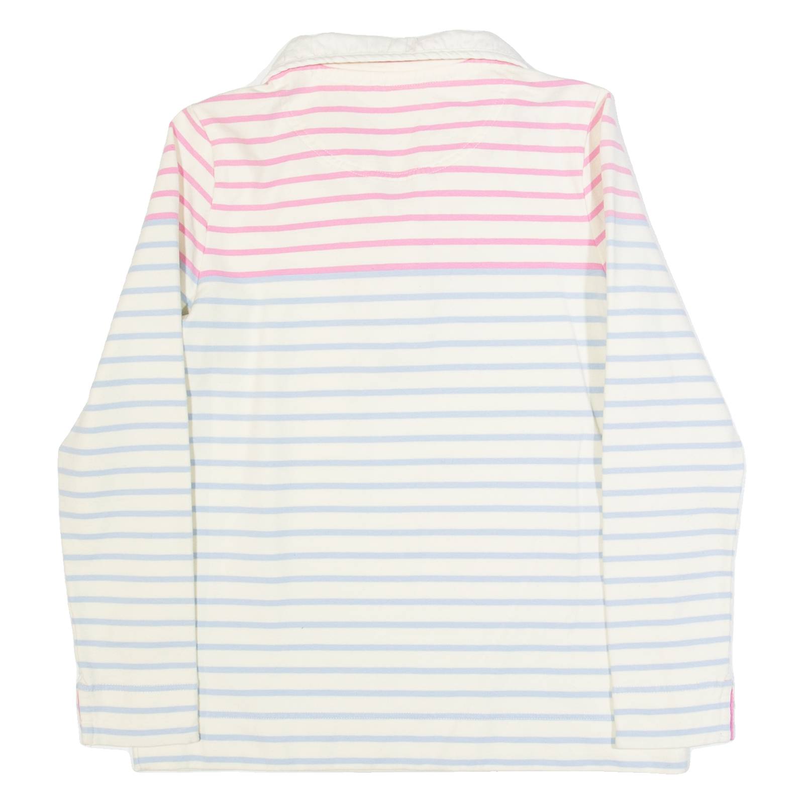 JOULES Womens Patterned Jumper Cream Striped Button Neck Tight Knit UK 10