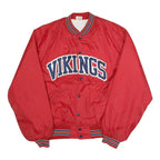 HOWE Mens Red Button Jacket L Polyester Plain Vintage Athletic Style