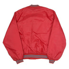 HOWE Mens Red Button Jacket L Polyester Plain Vintage Athletic Style