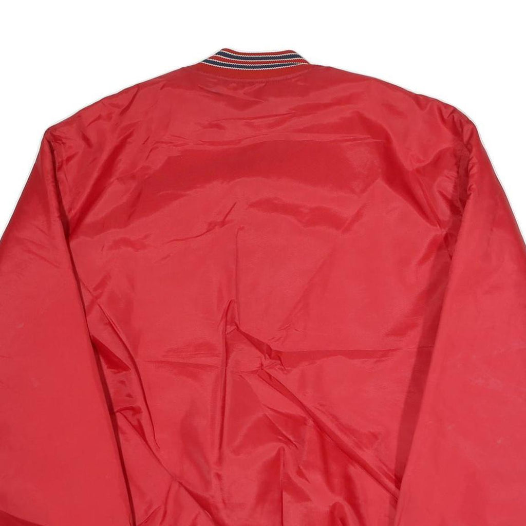 HOWE Mens Red Button Jacket L Polyester Plain Vintage Athletic Style