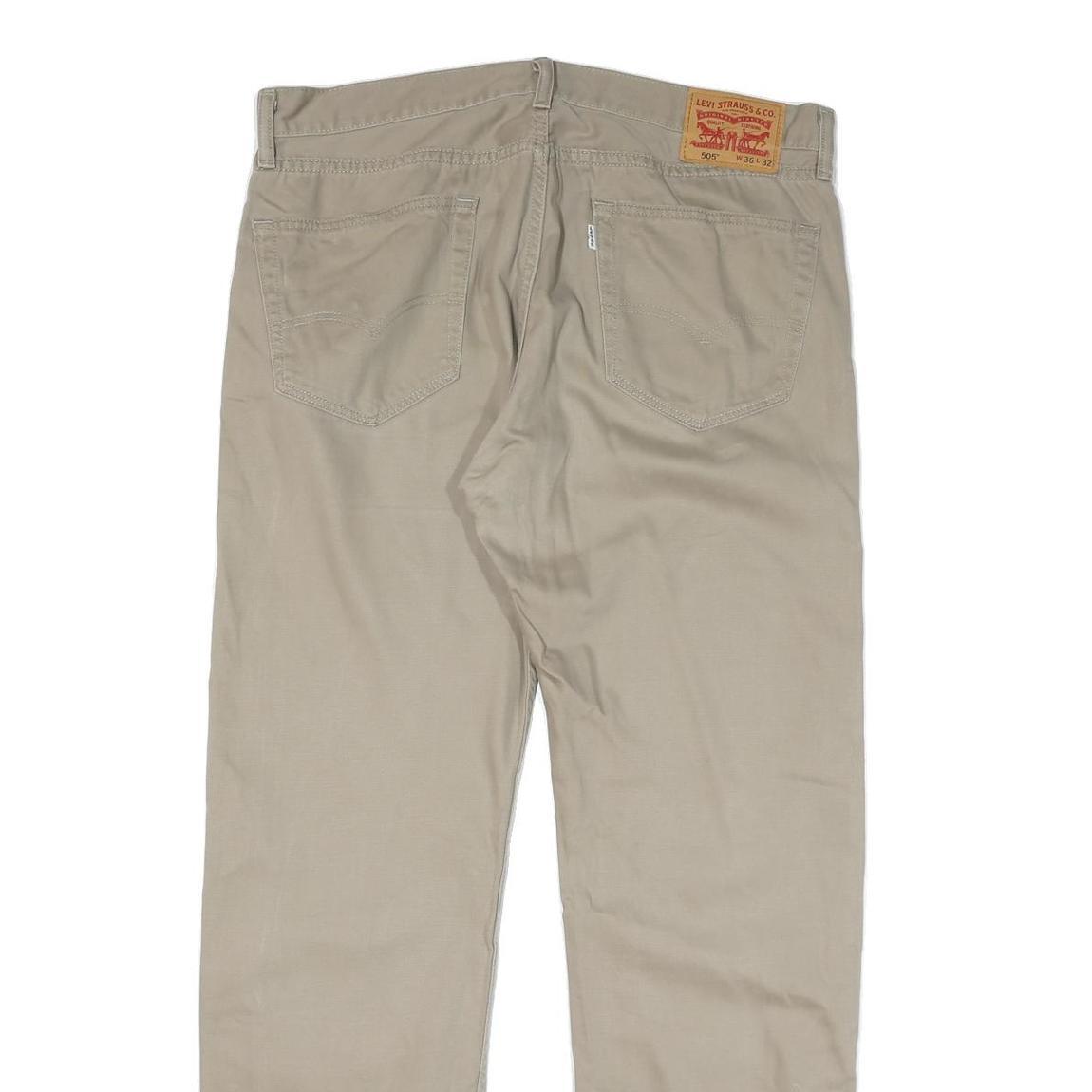 LEVI'S Mens Regular Fit Beige Cotton Blend Zip Trousers W36 L32 Classic Casual