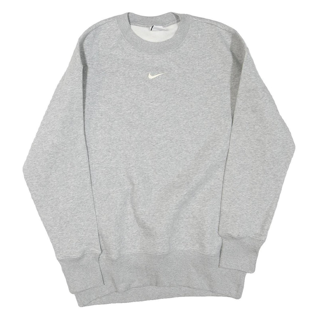 NIKE Womens Grey Cotton Blend Crew Neck Sweatshirt XS Classic Sportswear Casual