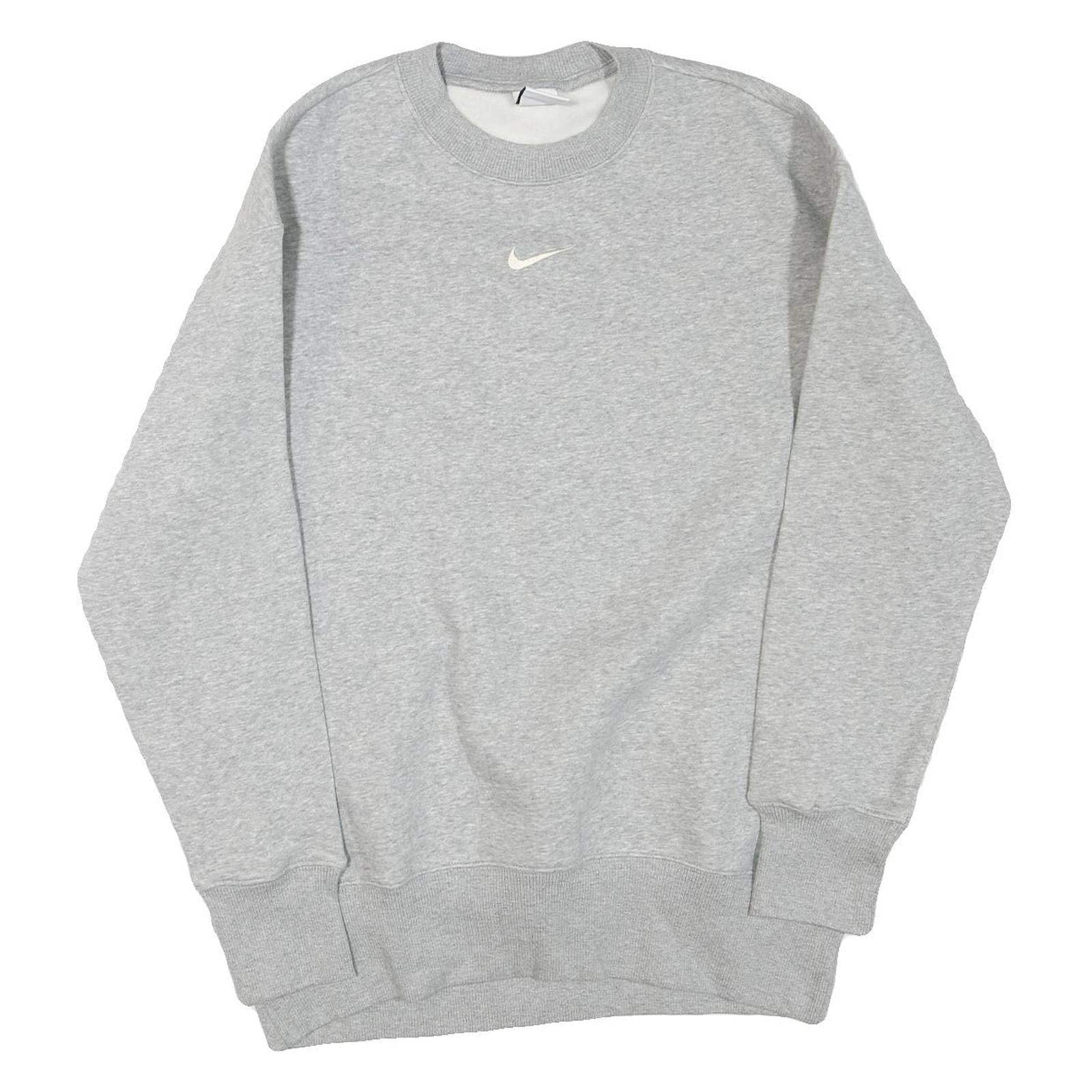 NIKE Womens Grey Cotton Blend Crew Neck Sweatshirt XS Classic Sportswear Casual
