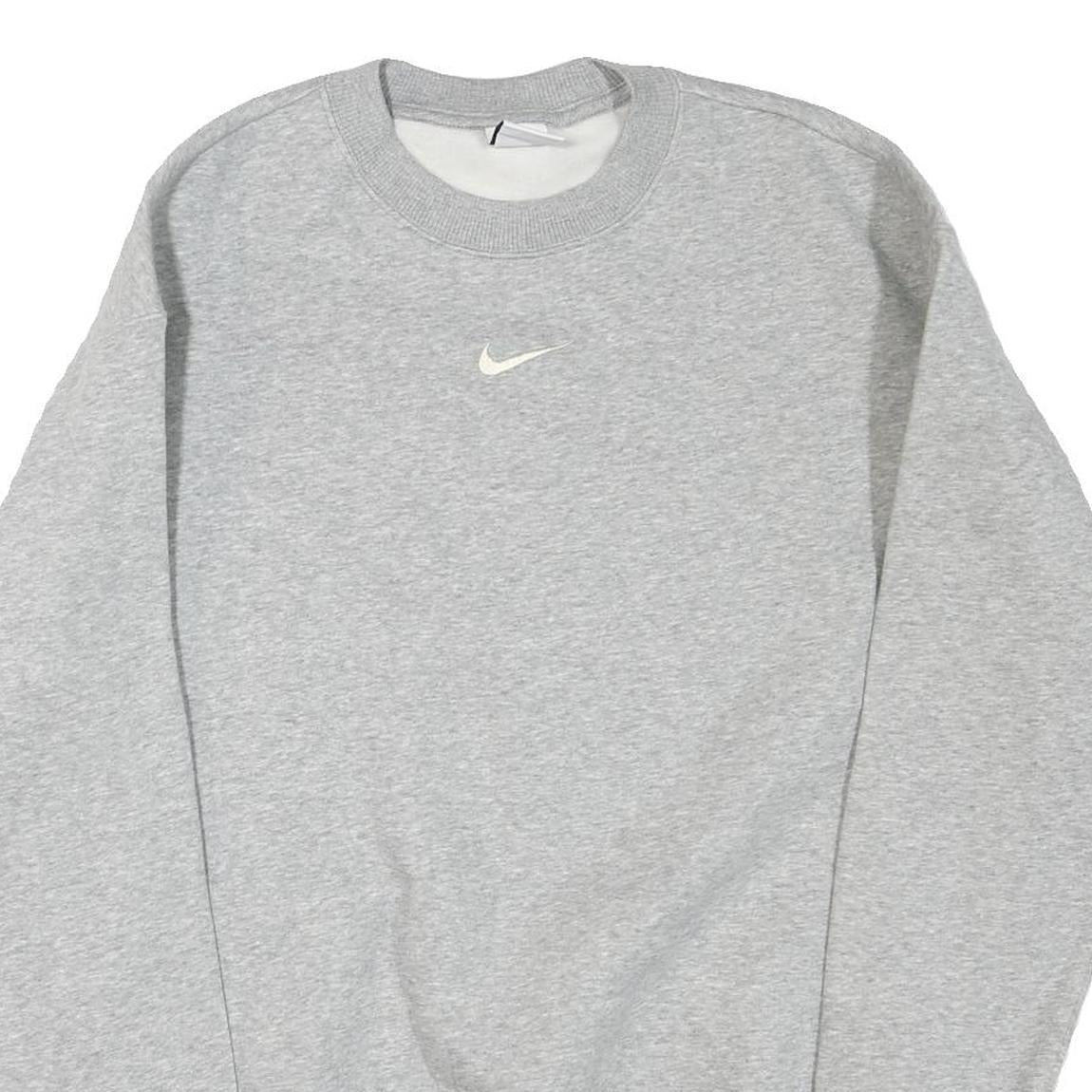 NIKE Womens Grey Cotton Blend Crew Neck Sweatshirt XS Classic Sportswear Casual